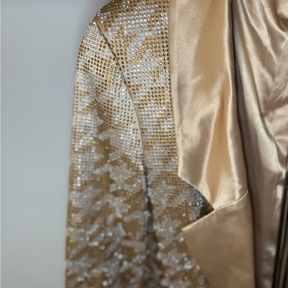 Retrofete Jules Embelished Blazer Mini Dress XS Gold Sequin Houndstooth - Picture 7 of 7